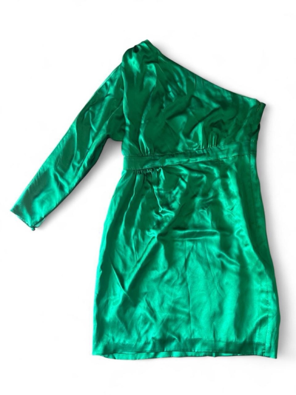 Trina Turk Emerald One-Shoulder Satin Dress